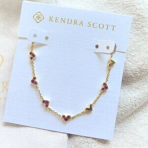 Kendra Scott - Haven Heart Gold Pink Crystal Chain Bracelet